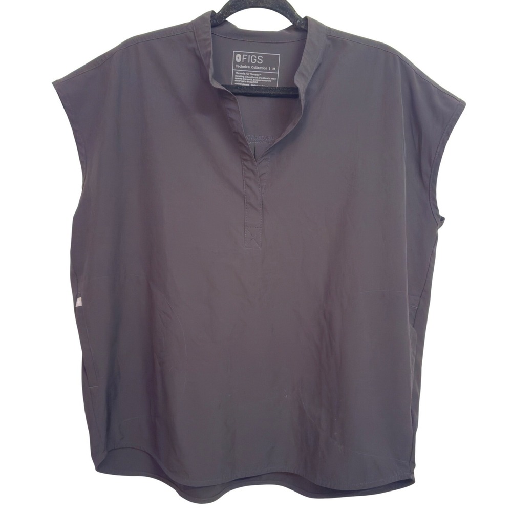 260 | FIGS Scrub Top M Mandarin Collar Nurse Medical Uniform Oversized Grey